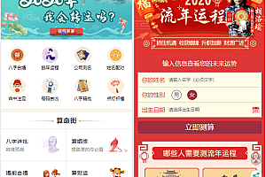 2020鼠年新版开运网运势测算网站源码 支持微信/支付宝H5支付 支持分销代理 可封装APP
