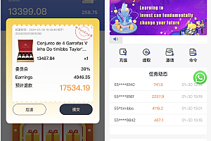 中英双语言海外任务刷单投资理财源码/支持叠加分组模式+代理分销/前端vue编译后